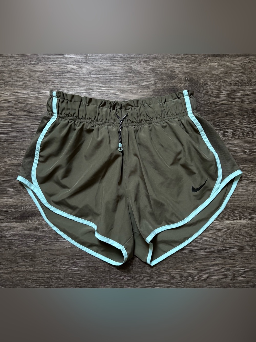 Nike Women's Olive Athletic Shorts with Mint Trim